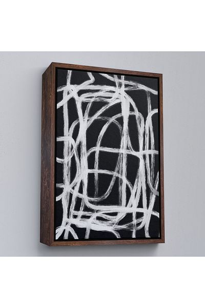 Harita Sepeti Tablou de linii abstracte alb-negru cu cadru alb