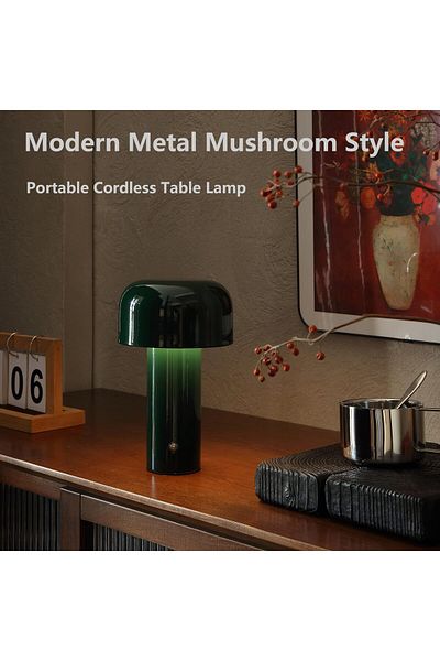 erorex Modern Mushroom Table Lamp For Portable Touch Dimming Rechargeable Led Night Light With 3 Levels