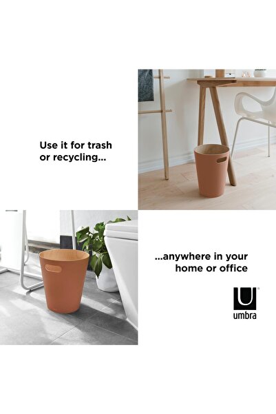 erorex سلة المهملات الخشبية الحديثة من وودرو بسعة 2 جالون أو سلة المهملات أو سلة إعادة التدوير للمنزل أو