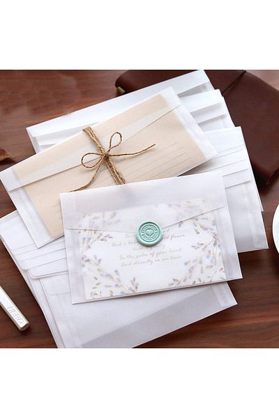 erorex 50 Pcs Invitation Envelopes White Translucent Paper Envelopes Gift Card Window Envelopes Gift Card