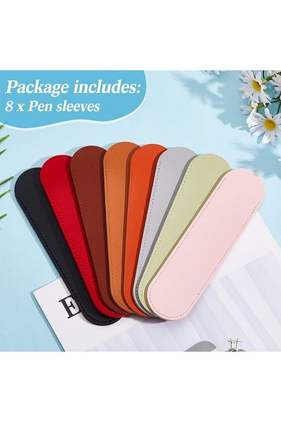 erorex Leather Pen Sleeve 8Pcs Colorful Pen Case Holder For Single Vintage Handmade Fountain Pen Pouch