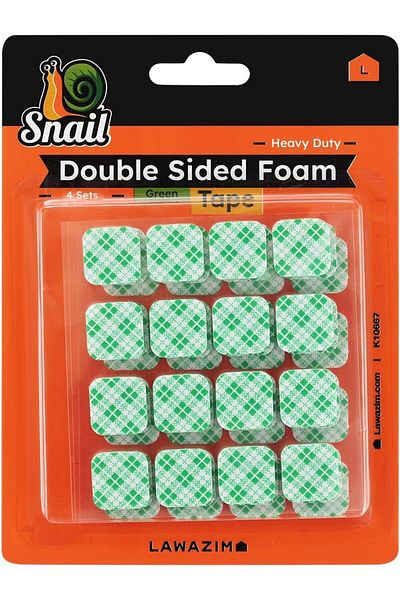erorex Snail Heavy Duty Foam Double Sided Tape Green 4 Piece Adhesive Mounting Suitable For Wood Metals