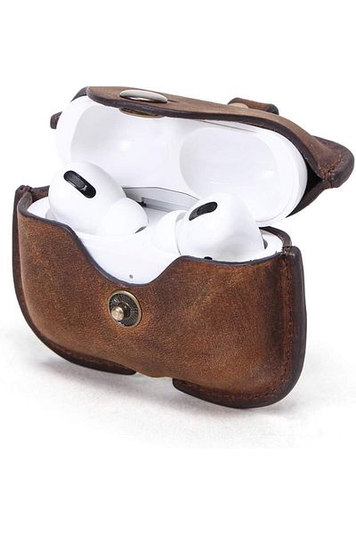erorex Full Grain Leather Airpods 4 Case Cover Wireless Bluetooth Earphone Protective Holder Compatible