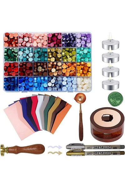 erorex Sealing Wax Beads Kit 600Pcs Diy Wax Seal Set Includes 24 Colors Wax Seal Beads Wax Warmer Wax