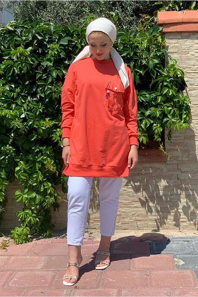 Moda Rosa CORAL 24Y4357 - Chain Detailed Sweat