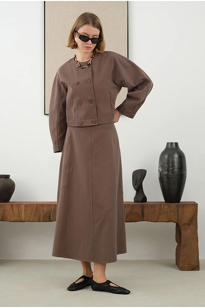 HEQA Πολυτελής φούστα και Dusty Brown
