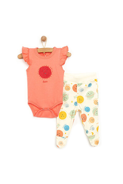 Bebetto Yenidoğan Organic Cosmic Space Fırfırlı Atlet Body-Patikli Alt Kız Bebek