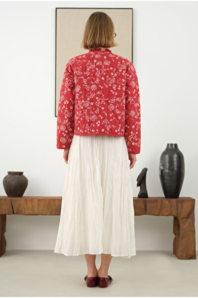 HEQA Kraşlı Vual Etek Ekru