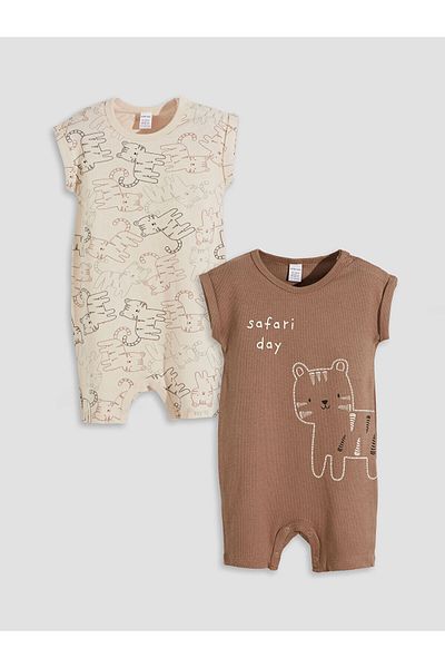 LC Waikiki Printed Baby Boy Combed Cotton Jumpsuit 2-Pack