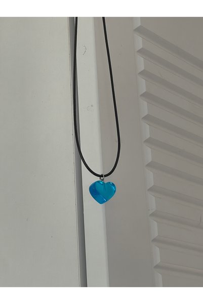redame Blue Heart Plastic Stainless Necklace Y2K Pinterest Unisex
