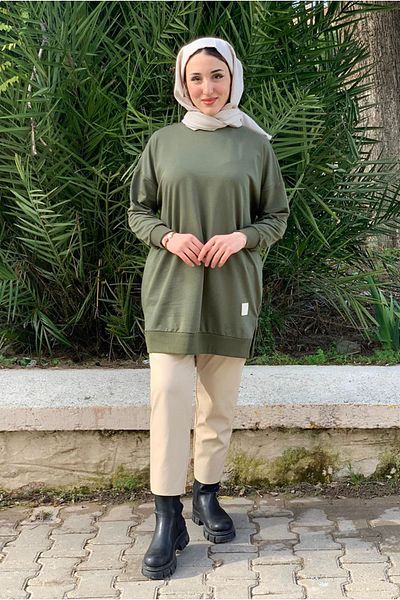 Moda Rosa 24K36440 - KHAKI - SOUL PUANE BASIC SHORT SWEAT