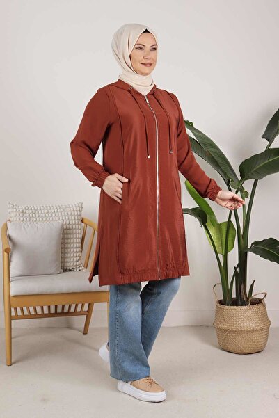 Moda Rosa 24Y25062 - AKİK - Büyük Beden Tesettür Fermuarlı Spor Kap