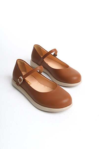 GNS Shoes Γυναικείες μπαλαρίνες ISCHIA Γνήσιο Δερμάτινο Tan Skin μονό λουράκι