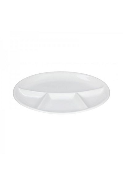 Tognana Set 6 farfurii ovale din portelan cu 4 compartimente, Party White, 28x24 cm