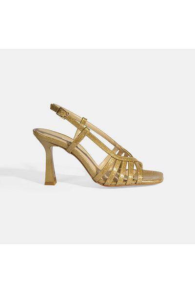 Desa Women's Gold Silvery Heeled Evening Dress Shoes