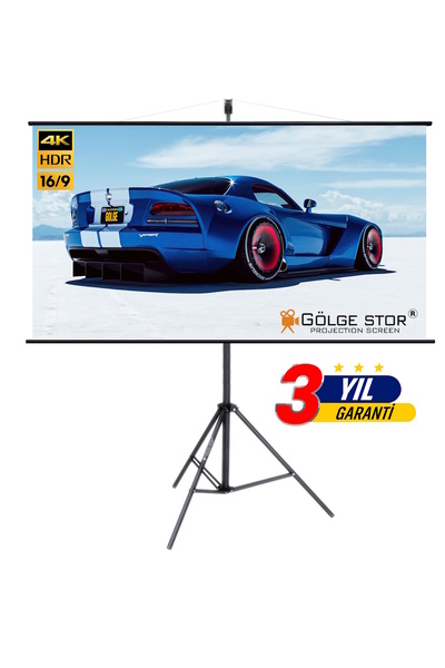 GÖLGE STOR Tripodlu En180cm Boy105cm Projeksiyon Perdesi Ayaklı Taşınabilir Y...