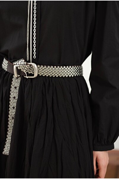 HEQA Omzu Büzgülü Poplin Gömlek Siyah