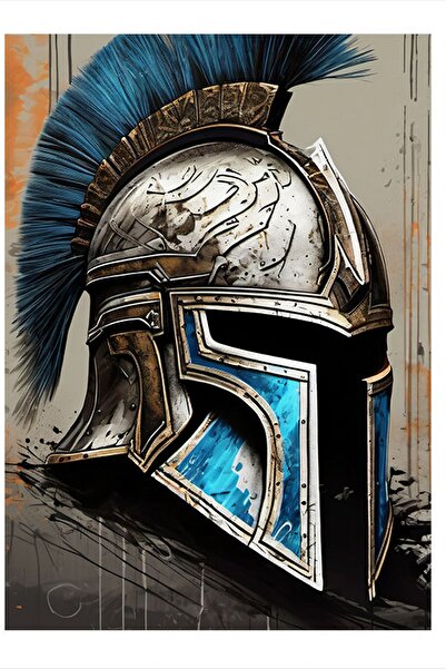 karizmart Gladyatör Miğferi Dekoratif ahşap Tablo 35cm X50cm