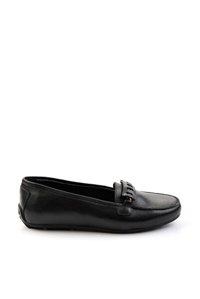 Bambi Siyah Leather Kadın Loafer Ayakkabı K01087230403