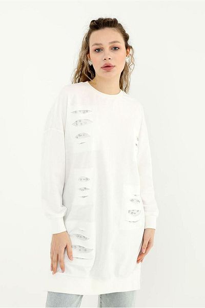 Moda Rosa ECRU 24Y4349 - PUANE Jewelled Sweat