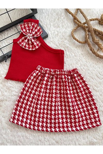 BAHNUR Baby Kids Single Sleeve Crop Axis Set Bottom Top Set