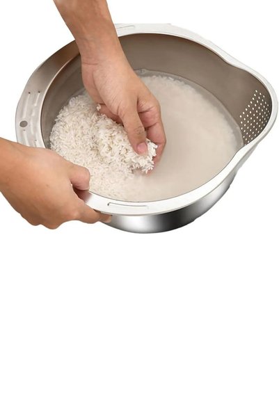 Generic Brand مصفاة أرز من الفولاذ المقاوم للصدأ، مصفاة سلطة المعكرونة، مصفاة معدنية من الفولاذ المقاوم للصدأ