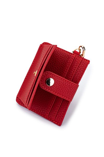 minebag Women's Card Holder Red Faux Leather Shoes Mn100