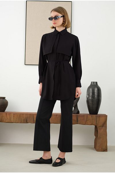 HEQA Windbreaker Modal Shirt Black