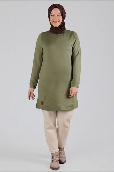 Moda Rosa 24Y20084 - PUFF GREEN - Large Size Hijab Tunic