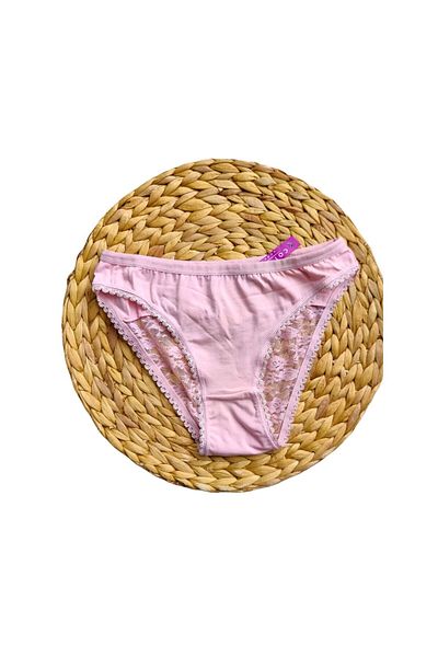 Malinka 1 Pcs Pink Slip Back Transparent Lace Comfort Cotton Panties Underwear