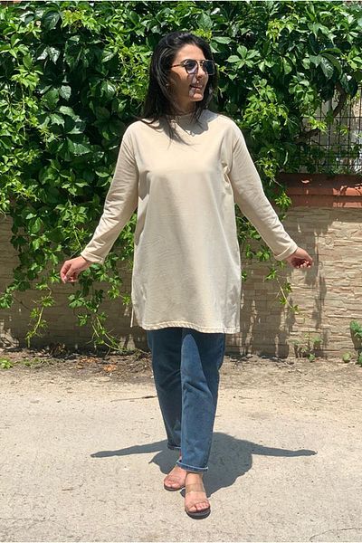 Moda Rosa 24Y3926 - BEIGE - BASIC TUNIC