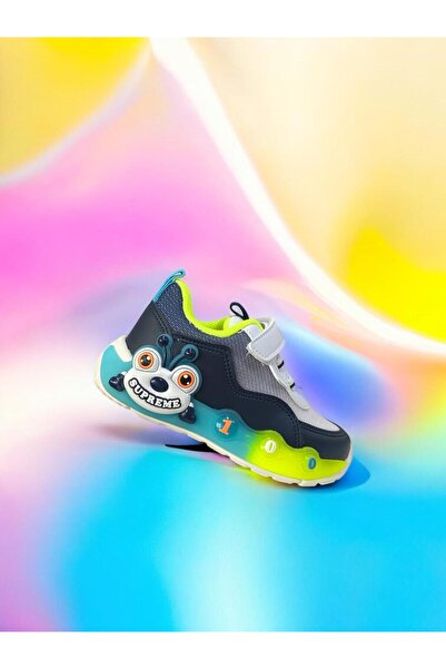 pepino Bebe Rubber Sole Lighted Daily Sports Shoes with Velcro and Lace Detail