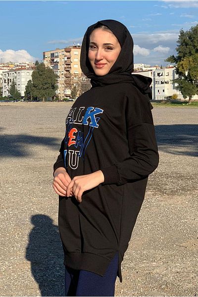Moda Rosa 24K4352 - BLACK - TALK NAKIŞLI SWEAT
