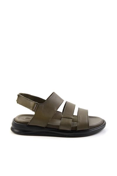 Bambi Khaki Leather Men's Sandals E05433501043