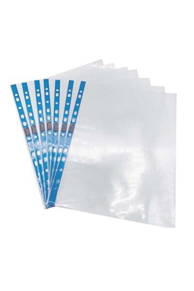 Artlantis Poşet Dosya A4 Kristal 100 Lü 1 Paket Cassa 7296 Kalın Poşet Dosya Föy Mavi Şeritli 100 Mikron Şeffa