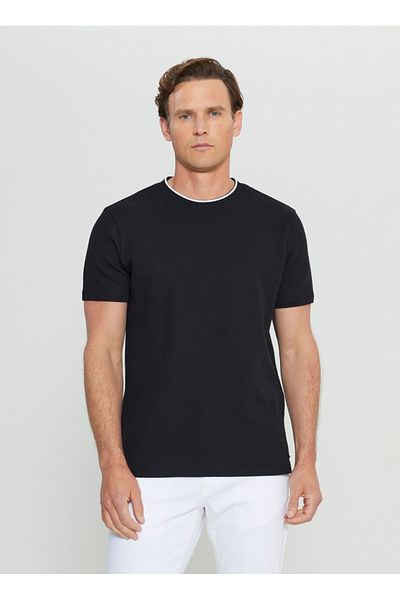 ALTINYILDIZ CLASSICS Altınyıldız Classics Polo Neck Jacquard Μαύρο Ανδρικό T-Shirt ACE 091252104 _ΣΥΧ
