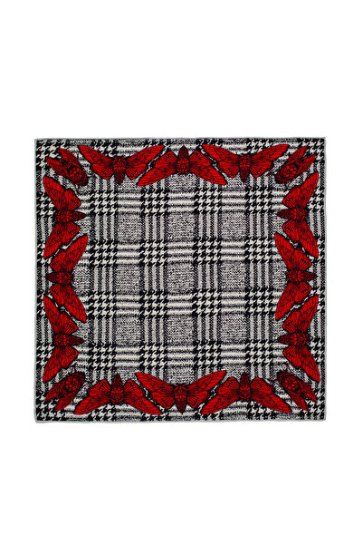 CASHMERE AND SİLK MAWLANA 100% КАШМИР КВАДРАТЕН ШАЛ С ДВУСТРАНЕН ПРИНТ (70X70)