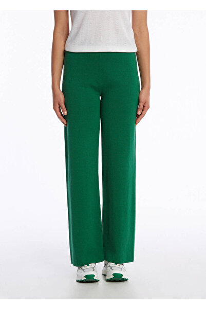 Knitss Organik Pamuk Keten Karışımlı Yeşil Triko Pantolon