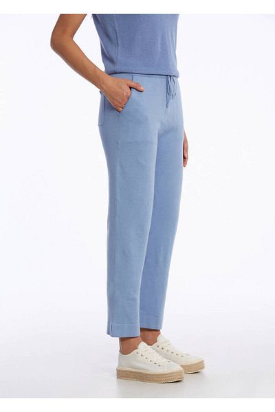 Knitss Organic Cotton Linen Blended Knitwear Trousers Blue