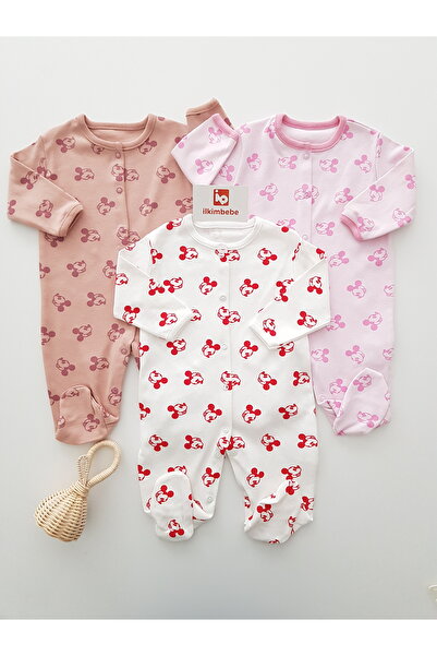 ilkimbebe طقم رومبير أطفال ميكي 3 قطع، قطن 100%