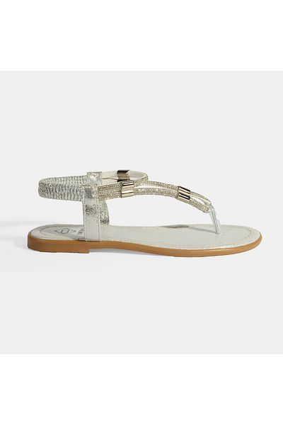 Desa Sandale Flip Flop pentru damă, argintiu, cu bandă de cauciuc