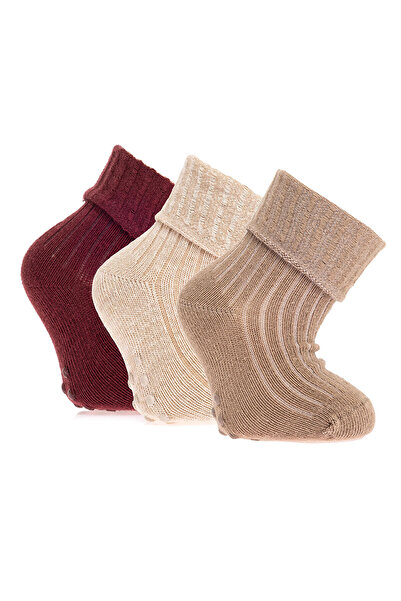 ebebek Hello Baby HelloBaby Unisex Kaşkorse Düz Renk 3lü Kıvrık Çorap Unisex