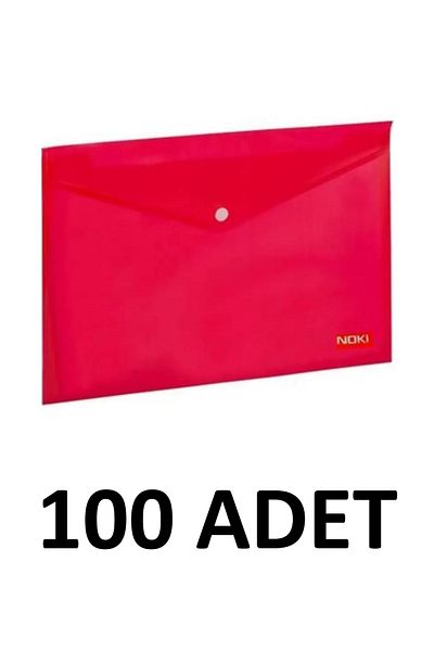 Noki 100 Pcs Clear A4 Snap Fastener File Envelope File Red