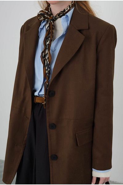 HEQA Suede Blazer - Dark Tan Jacket