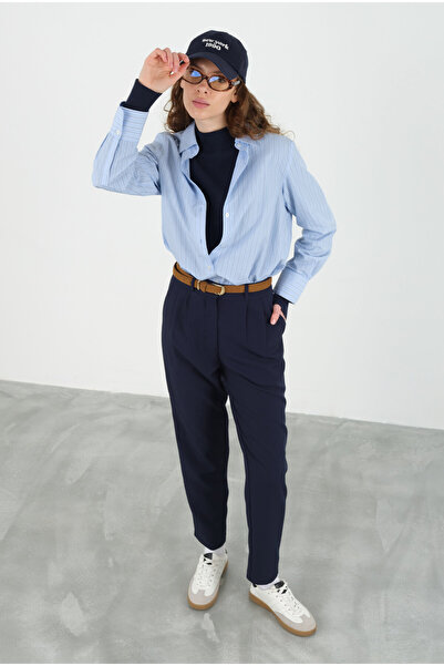 HEQA Сині брюки з плісированим передком