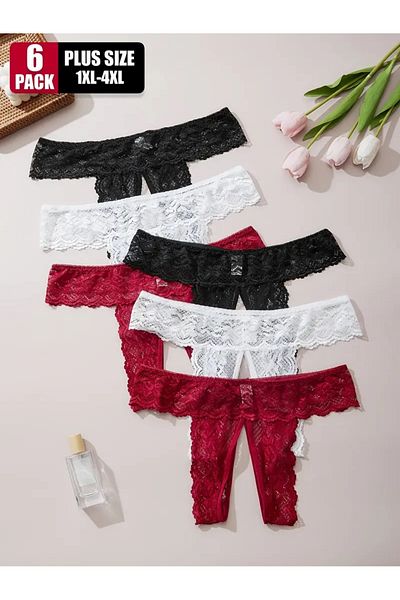 Emsay Store Romantic Series Plus Size 6-Piece Lace Panty String Set – Stylish and Comfortable