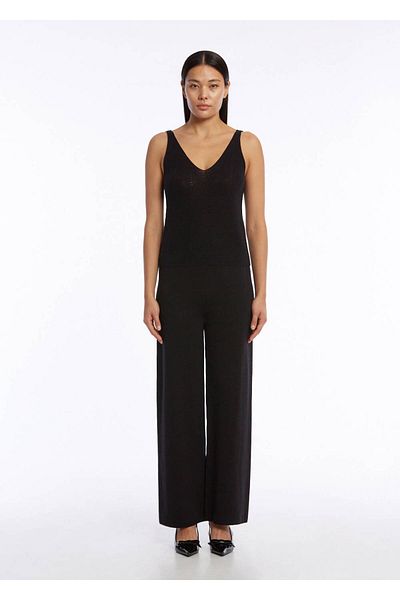 Knitss Pantaloni de tricotaje negri din amestec de bumbac organic