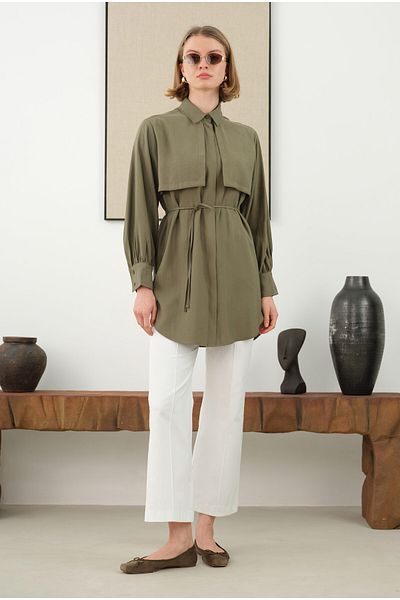 HEQA   πράσινο πουκάμισο Modal με Windbreaker
