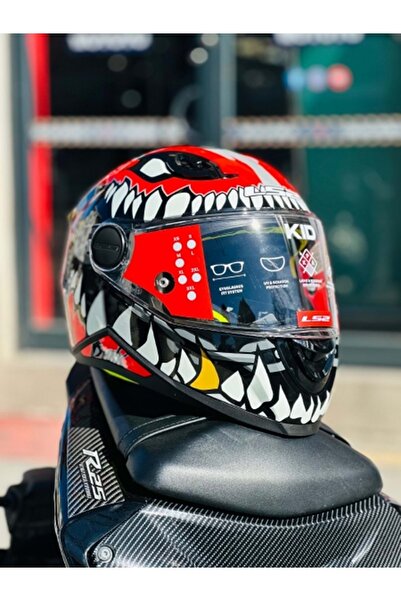 LS2 KID PUNK GRİ-KIRMIZI ÇOCUK KASK