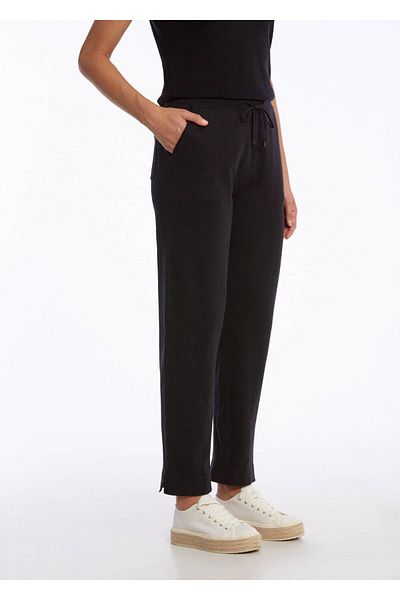 Knitss Pantaloni din tricot din amestec de bumbac organic, negru